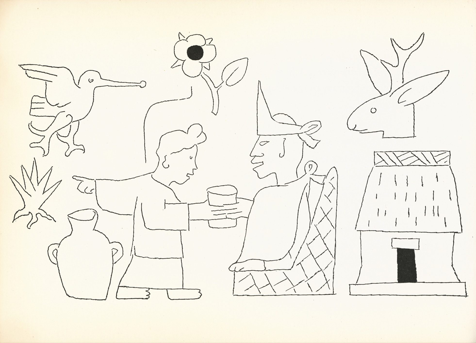 'Xóchitl, the beautiful flower' by Jean Charlot in 'The Sun, the Moon and a Rabbit' written by Amelia Martinez del Rio.