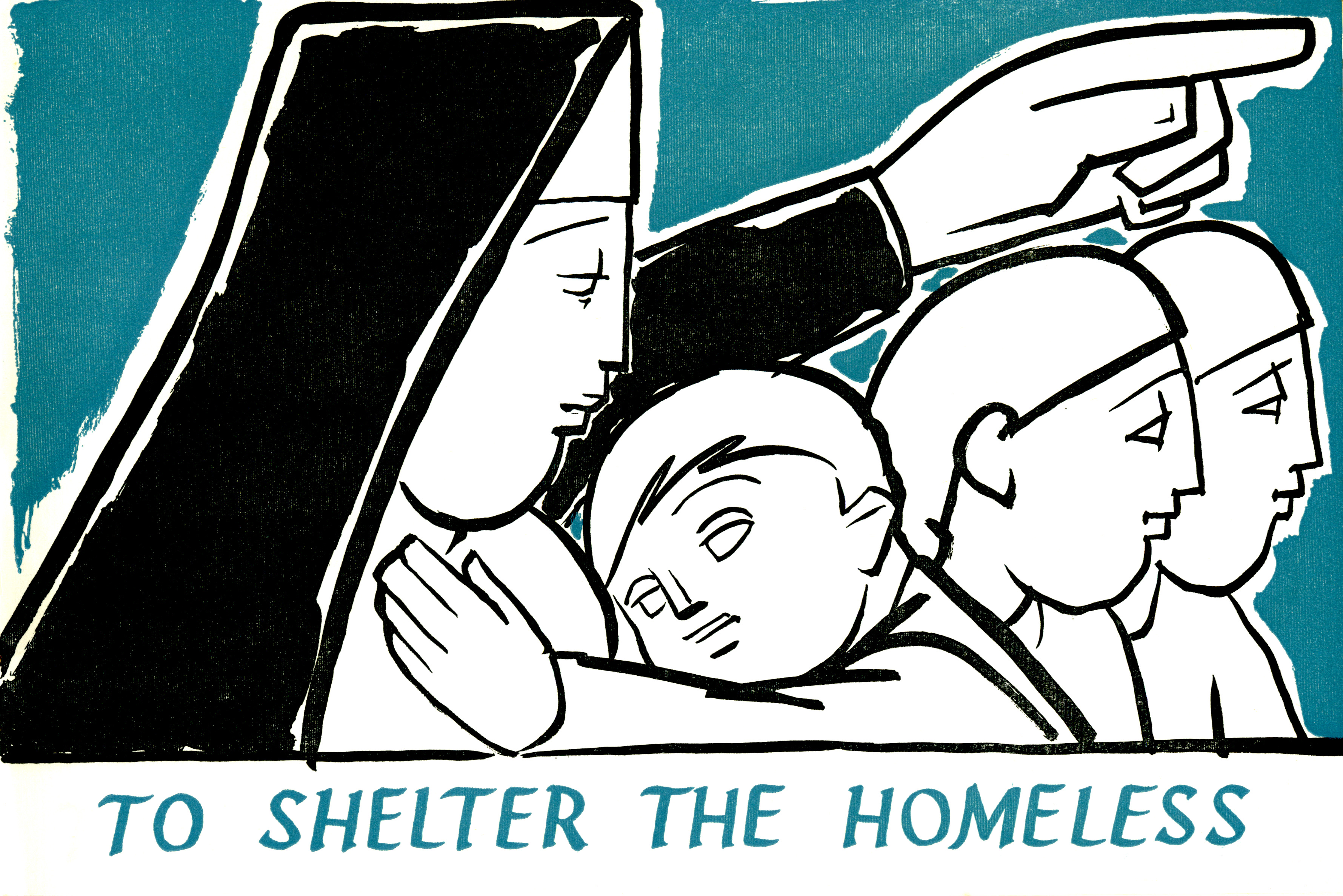 Illustration of 'To shelter the homeless'.  Jean Charlot.