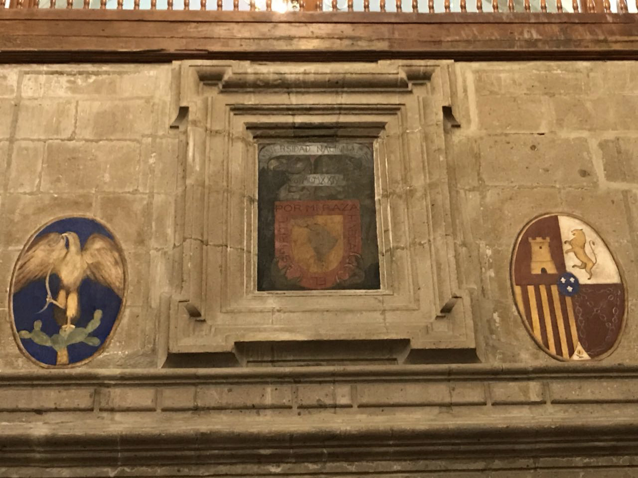 Fresco.  Shield of the National University of Mexico, with Eagle and Condor.  1924.  Jean Charlot.