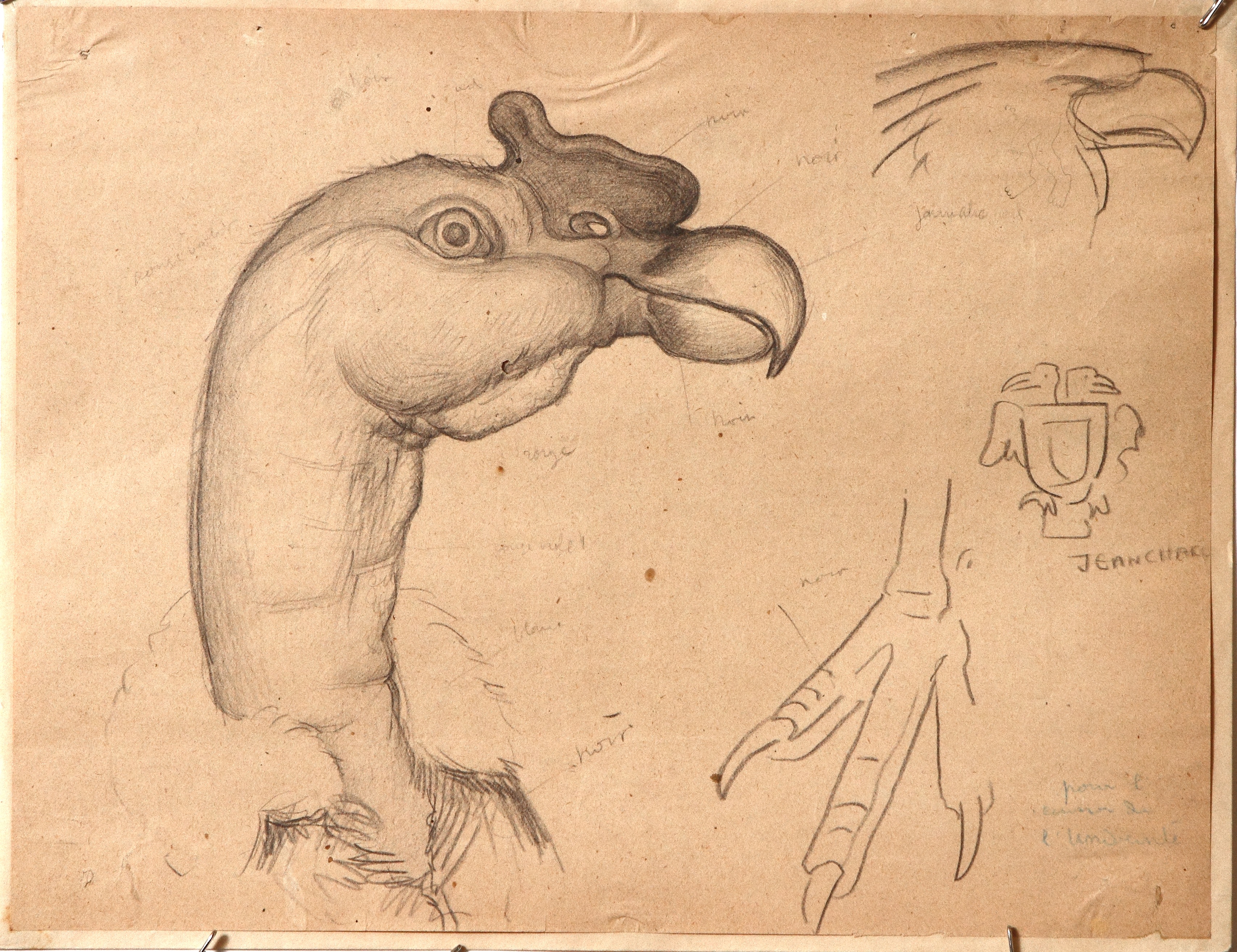 Preparatory sketch.  Shield of the National University of Mexico, with Eagle and Condor.  Jean Charlot.
