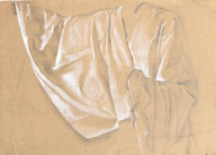 Pencil and gouache(?).  Étude pour L'Amitié, robed torso and arms of the angel.  Jean Charlot.