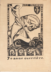 Pencil and ink on paper.  Jeanne guerrière.  Jean Charlot.
