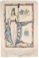 Pencil, ink, crayon(?) on paper.  Très Sainte Barbe, rejected drawing.  Jean Charlot.