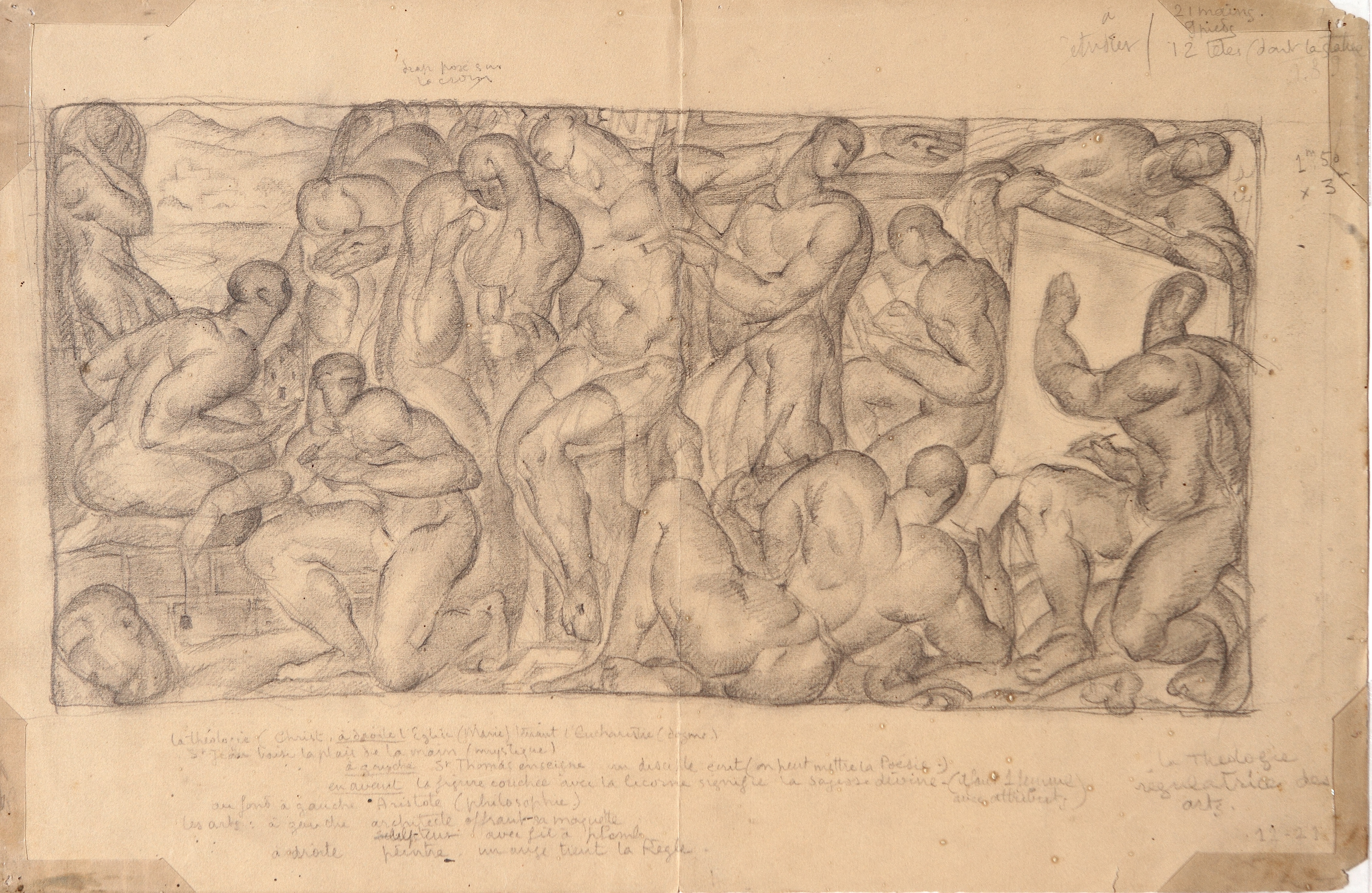 Pencil.  La Théologie régulatrice des arts.  Jean Charlot.