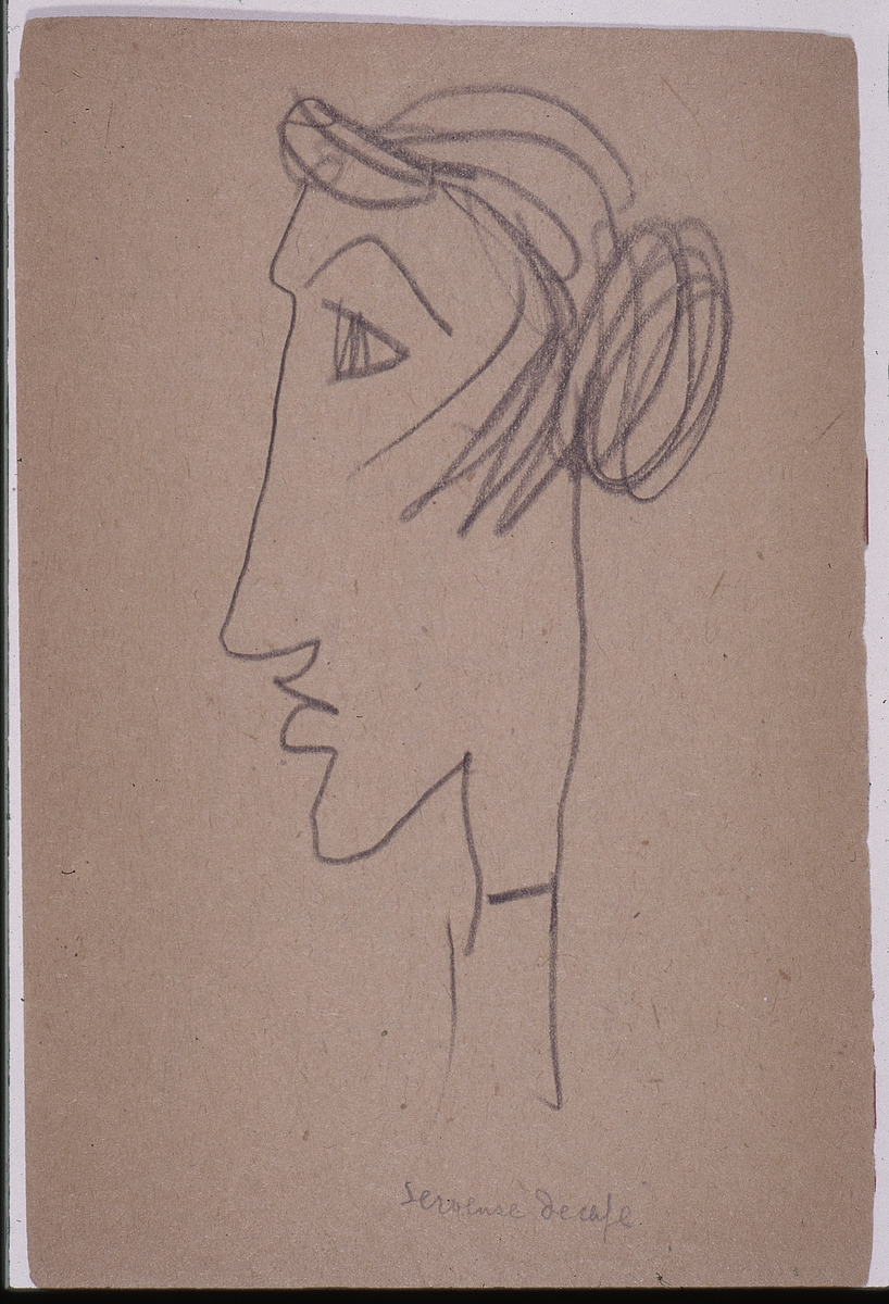 Paper and pencil.  US-11 Recto: Serveuse de Café.  Jean Charlot.