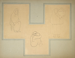 Paper and pencil.  US-16: three mounted sketches.  Jean Charlot.