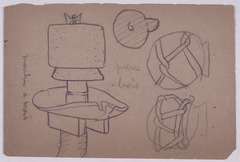 Paper and pencil.  US-7 Verso: corn mill and two ollas tied for transportation.  Jean Charlot.