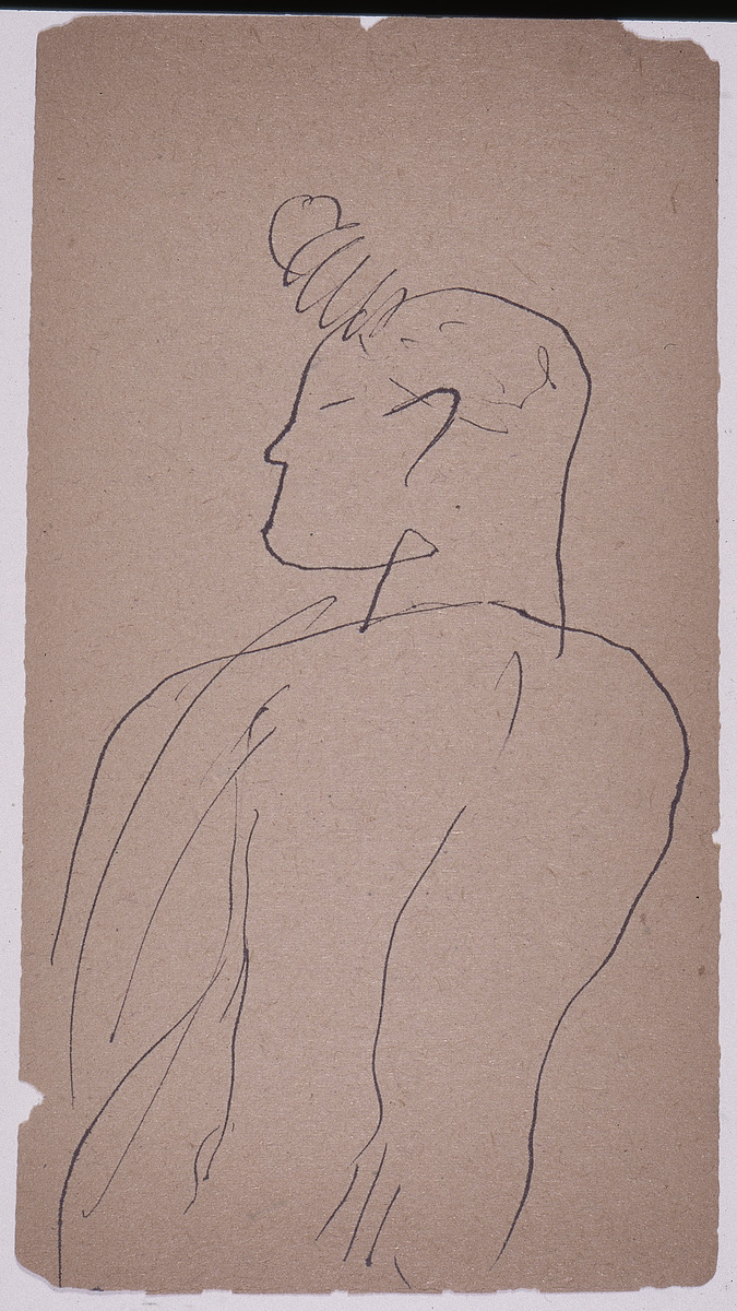 Paper and pencil.  US-8 Recto: woman with hairdo.  Jean Charlot.