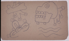 Paper and pencil.  US-9 Recto: Aztec art motifs.  Jean Charlot.