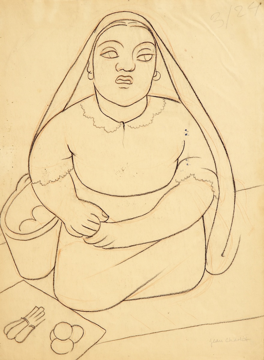 Paper and pencil.  Drawing of Luz Jiménez.  Jean Charlot.