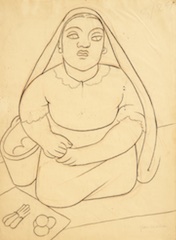 Paper and pencil.  Drawing of Luz Jiménez.  Jean Charlot.