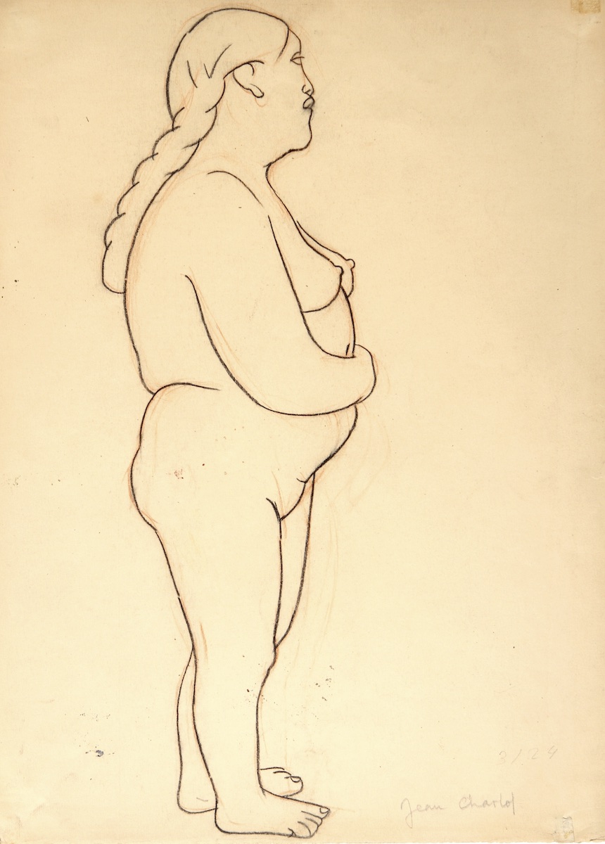 Paper and pencil.  Drawing of Luz Jiménez.  Jean Charlot.