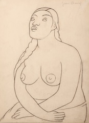 Paper and pencil.  Drawing of Luz Jiménez.  Jean Charlot.