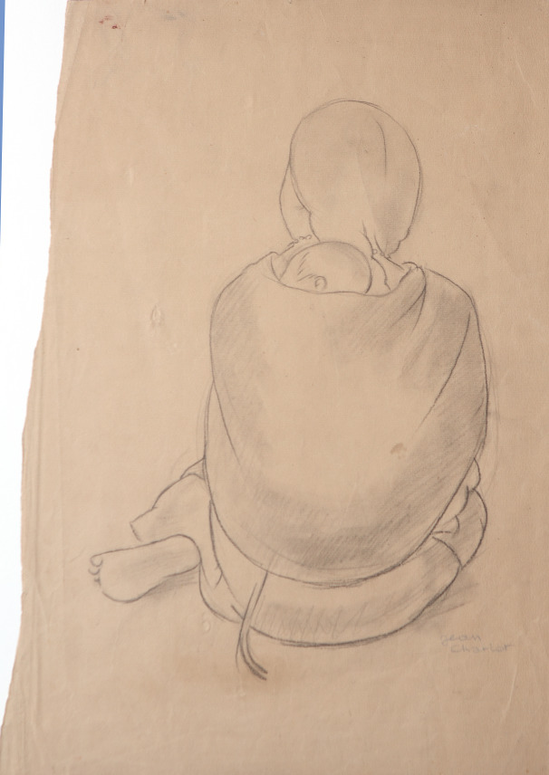 Paper and pencil.  Drawing of Luz Jiménez.  Jean Charlot.