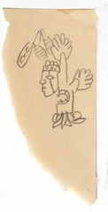 Paper and pencil.  Chichʻen Itza archeological copy.  Jean Charlot.