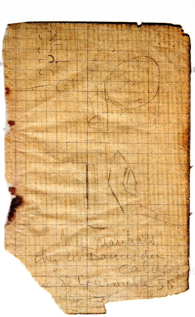 Pencil on paper.  Sketch of straw man.  Jean Charlot.