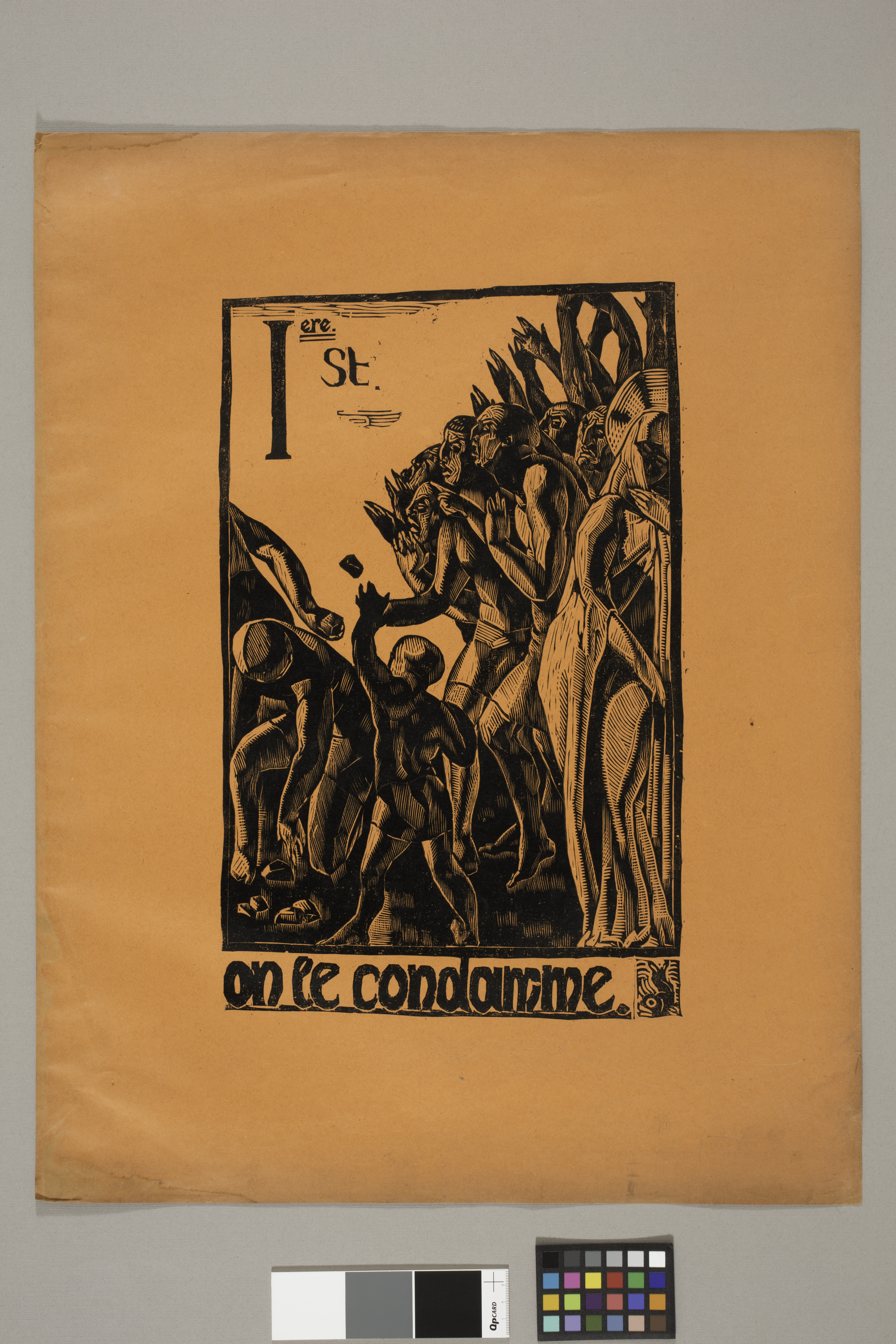 I station : on le condamme.  Chemin de Croix dessiné et gravé sur bois de fil.  Jean Charlot.