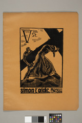 V station : Simon l'aide.  Chemin de Croix dessiné et gravé sur bois de fil.  Jean Charlot.