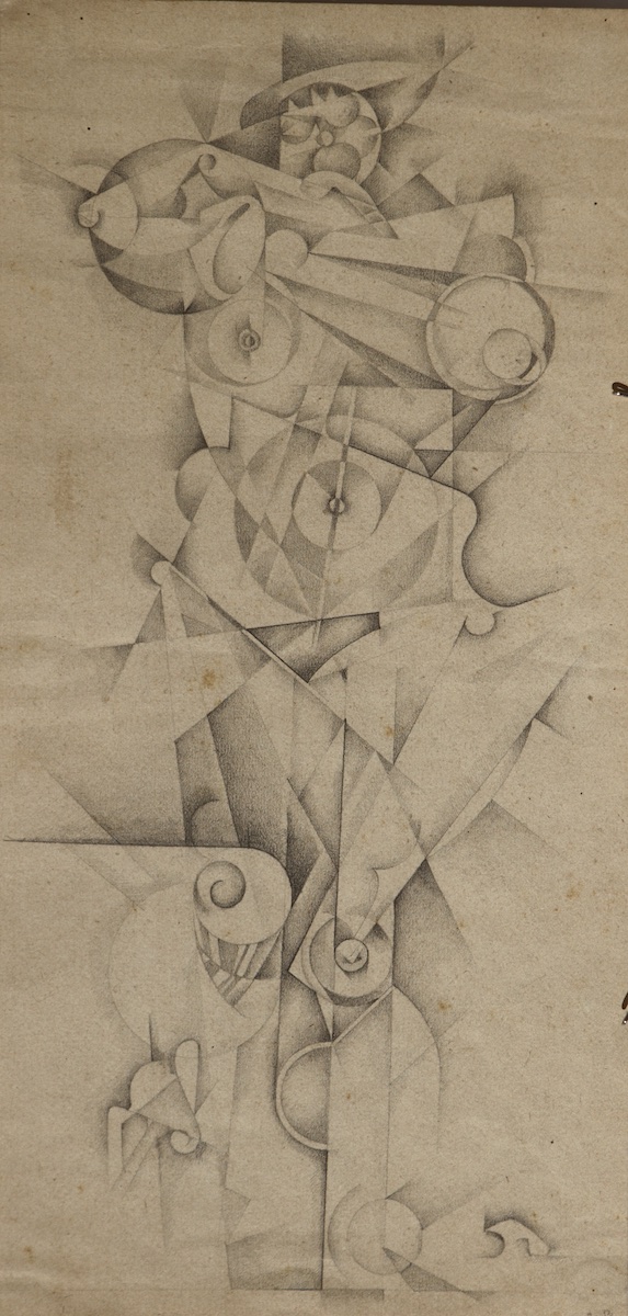 Pencil.  Standing Female Nude Model, full front, 20B.  Jean Charlot.