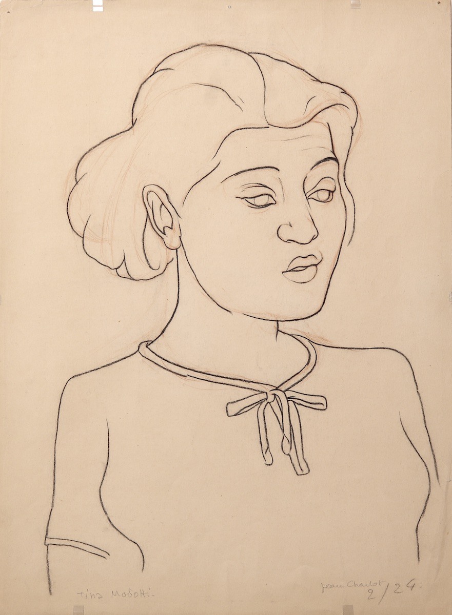 Paper and pencil.  Portrait of Tina Modotti.  Jean Charlot.