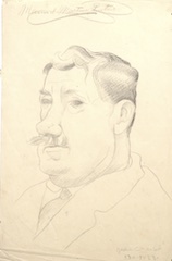 Paper and pencil.  Portrait of Manuel Martínez Pintao.  Jean Charlot.
