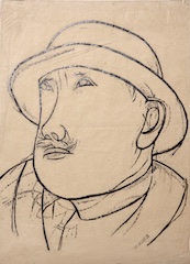 Paper and pencil.  Portrait of Manuel Martínez Pintao.  Jean Charlot.