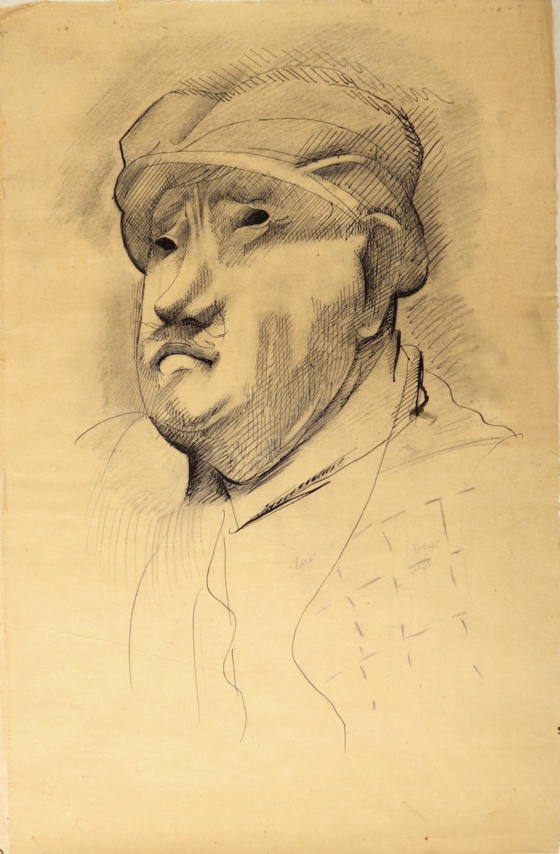 Paper and pencil.  Portrait of Manuel Martínez Pintao.  Jean Charlot.