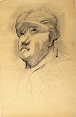 Paper and pencil.  Portrait of Manuel Martínez Pintao.  Jean Charlot.