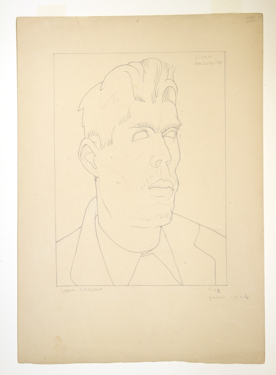 Paper and pencil.  Portrait of German List Arzubide.  Jean Charlot.