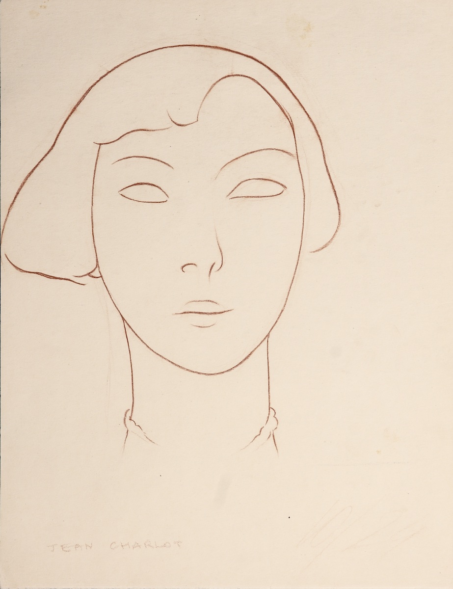Paper and pencil.  Portrait of Mona Salas.  Jean Charlot.