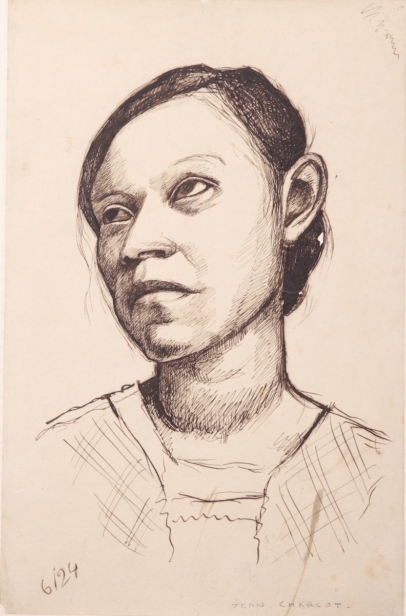 Paper and pencil.  Portrait.  Jean Charlot.