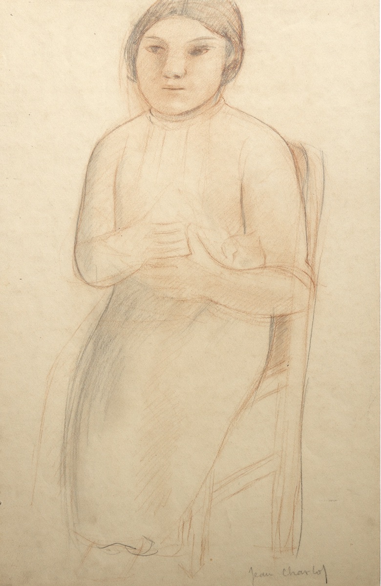 Paper and pencil.  Portrait.  Jean Charlot.