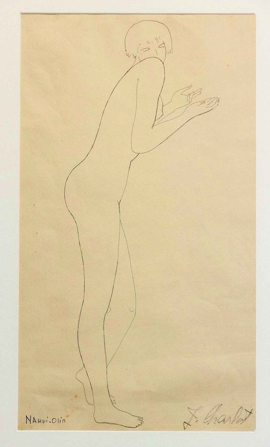 Paper and pencil.  Drawing of Nahui Olin.  Jean Charlot.