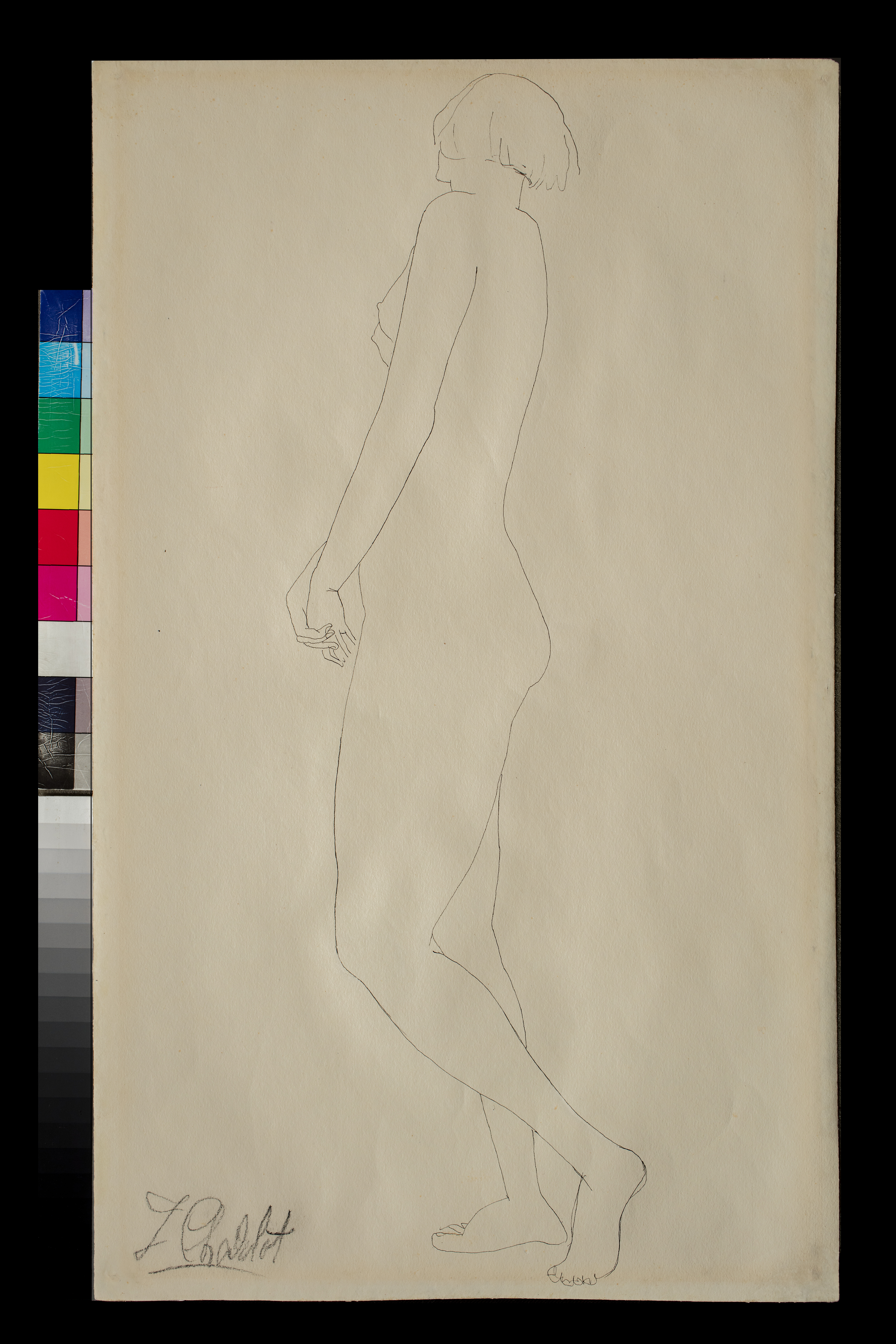 Paper and pencil.  Drawing of Nahui Olin.  Jean Charlot.
