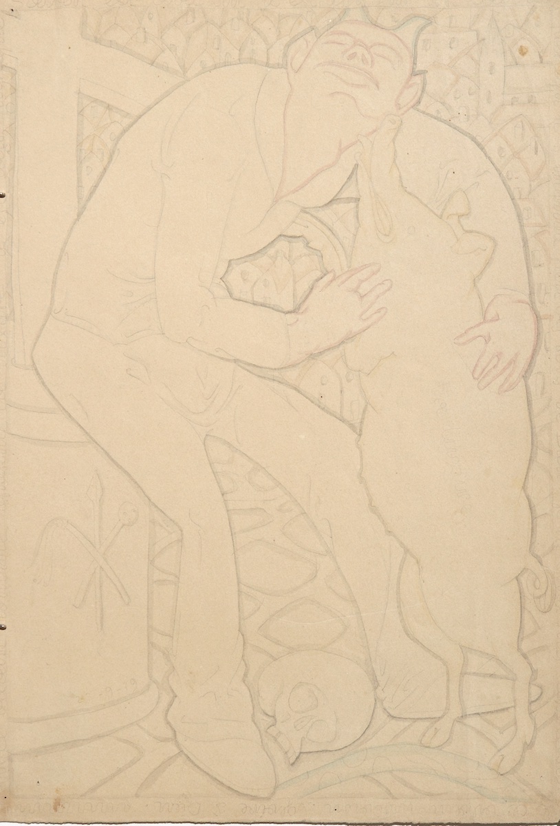 Pencil and wash on paper.  La Luxure.  Jean Charlot.