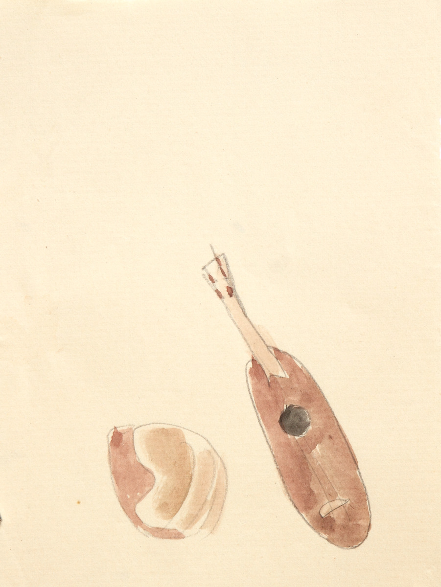 Pencil and watercolor on paper.  Dance.  Jean Charlot.