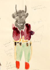 Pencil and watercolor on paper.  Dance.  Jean Charlot.