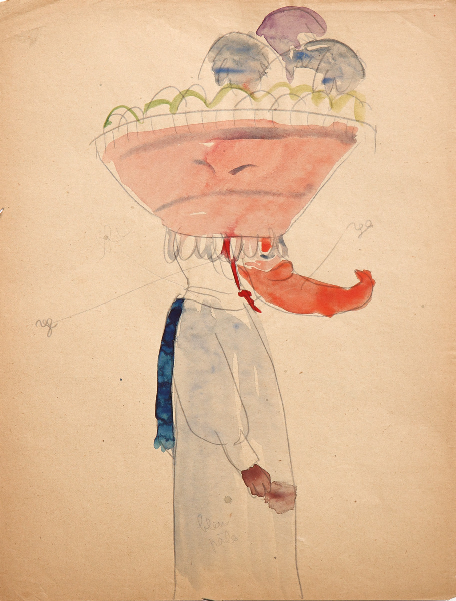 Pencil and watercolor on paper.  Dance.  Jean Charlot.