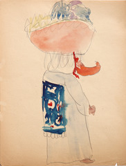 Pencil and watercolor on paper.  Dance.  Jean Charlot.