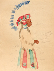 Pencil and watercolor on paper.  Dance.  Jean Charlot.