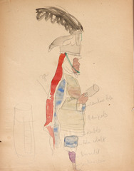 Pencil and watercolor on paper.  Dance.  Jean Charlot.