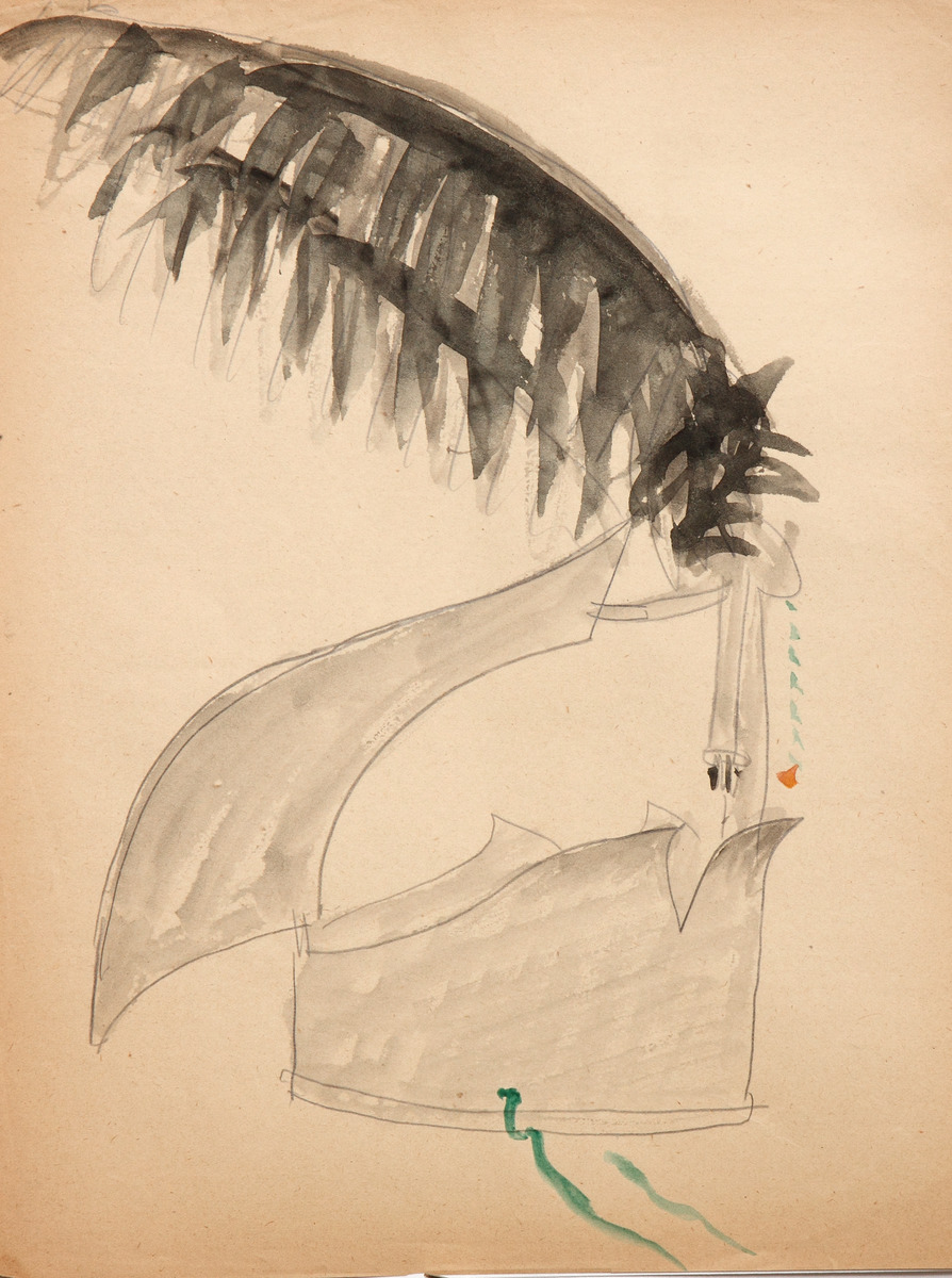 Pencil and watercolor on paper.  Dance.  Jean Charlot.