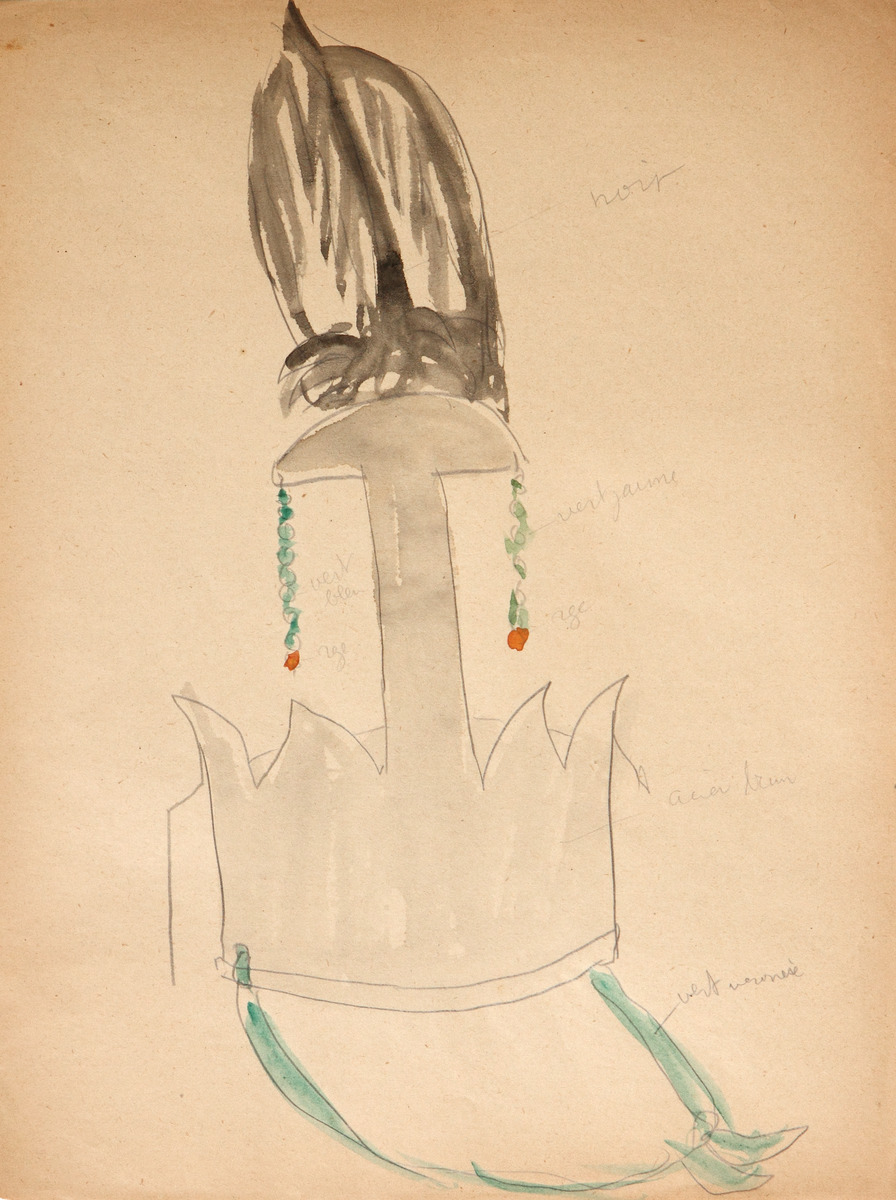 Pencil and watercolor on paper.  Dance.  Jean Charlot.