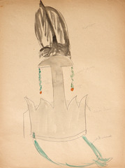 Pencil and watercolor on paper.  Dance.  Jean Charlot.