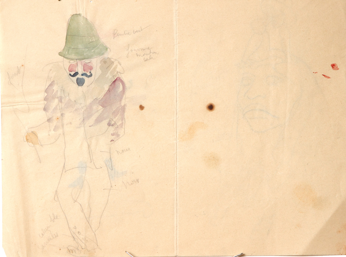 Pencil and watercolor on paper.  Dance.  Jean Charlot.