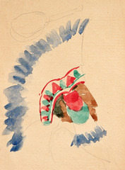 Pencil and watercolor on paper.  Dance.  Jean Charlot.