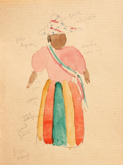 Pencil and watercolor on paper.  Dance.  Jean Charlot.