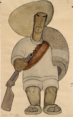 Paper and watercolor.  Man with Rifle.  Jean Charlot.