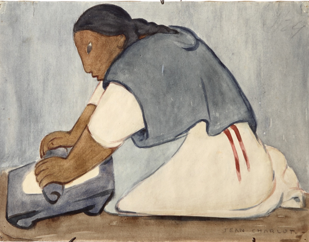 Paper and watercolor.  Tortillera.  Jean Charlot.
