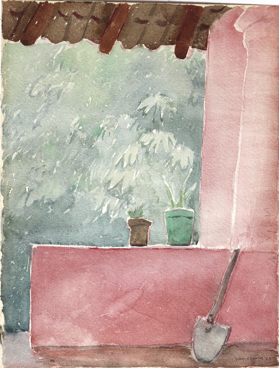 Paper and watercolor.  Painting of Yucatán, Mexico.  Jean Charlot.